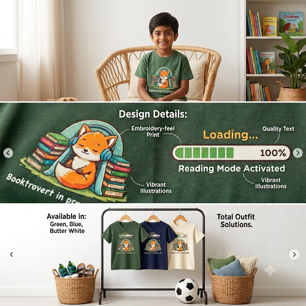 Booktrovert in Progress - Kids Graphic Tee